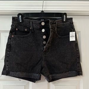 Black denim shorts